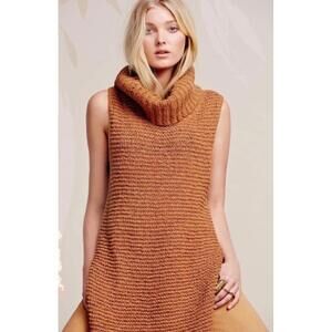 Free People chunky knit cotton sleeveless cowl neck sweater tunic